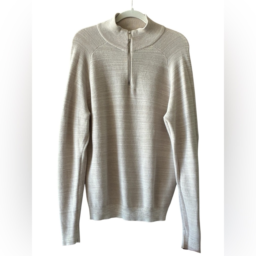 Primark 100% Cotton Unisex Light Taupe/Beige Zip-Up Pullover Sweater Size Medium